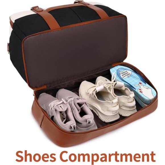 Weekender Bags for Women Overnight Bag Large Canvas Travel Duffel Bag with Shoe - Picture 3 of 7